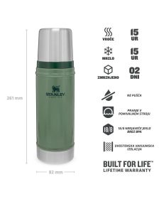 Stanley The Legendary Classic Bottle 0,47L, Hammertone Zelena, Vakuumsko izolira