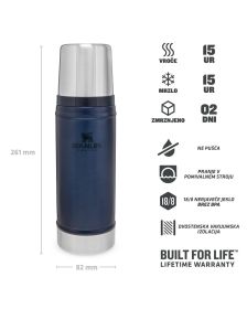 Stanley The Legendary Classic Bottle 0,47L, Nightfall Modra, Vakuumsko izolirana