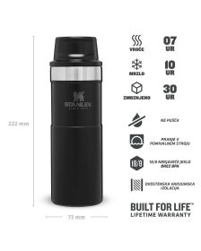 Stanley The Classic Trigger-Action Travel Mug 0,47L, Mat Črna, Vakuumsko izolira