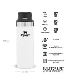 Stanley The Classic Trigger-Action Travel Mug 0,47L, Polar Bela, Vakuumsko izoli