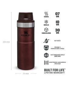 Stanley The Classic Trigger-Action Travel Mug 0,47L, Wine Rdeča, Vakuumsko izoli