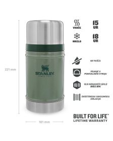 Stanley The Legendary Classic Food Jar 0.70L, Hammertone Zelena, Vakuumsko izoli