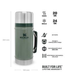 Stanley The Legendary Classic Food Jar 0.94L, Hammertone Zelena, Vakuumsko izoli