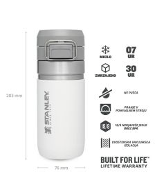 Stanley Quick Flip Water Bottle 0.47L, Polar Bela, Steklenica