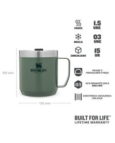 Stanley Classic Camp Mug, Hammertone Zelena, Skodelica