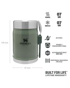 Stanley Classic Food Jar + Spork 0.4L, Hammertone Zelena, Posoda za hrano