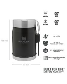 Stanley Classic Food Jar + Spork 0.4L, Matte Black Črna, Posoda za hrano
