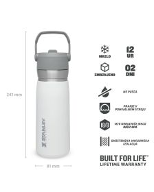 Stanley Quick Flip Straw  Bottle, 0.65L, Polar Bela, Steklenica