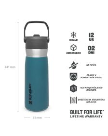 Stanley Quick Flip Straw  Bottle, 0.65L, Lagoon Modra, Steklenica