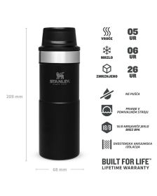 Stanley Classic Trigger Travel Mug 0,35L, Matte Black Črna, Steklenica