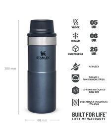 Stanley Classic Trigger Travel Mug 0,35L, Nightfall Modra, Steklenica
