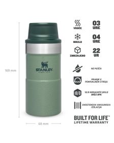 Stanley Classic Trigger Travel Mug 0,25L, Hammertone Zelena, Steklenica