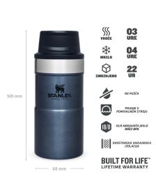 Stanley Classic Trigger Travel Mug 0,25L, Nightfall Modra, Steklenica