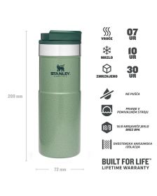 Stanley NeverLeak Travel Mug 0.47L, Hammertone Zelena