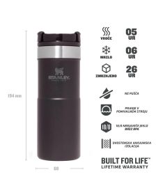 Stanley NeverLeak Travel Mug 0.35L, Matte Black Pebble Črna