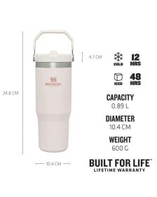 Stanley kozarec The IceFlow Flip Straw Tumbler, 0,89l, Rose Quartz