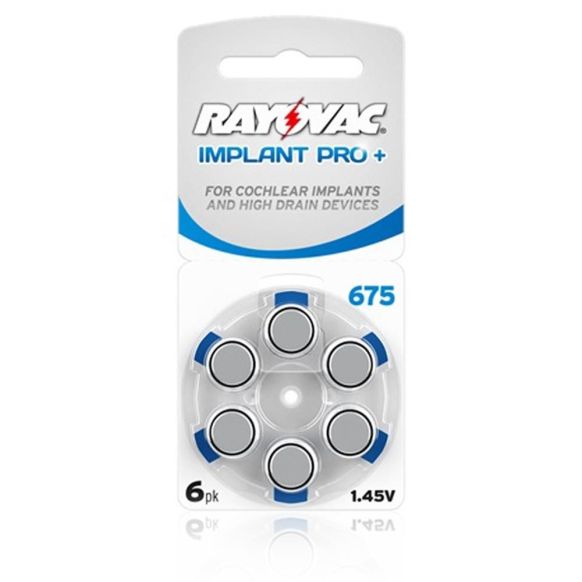 Rayovac Implant Pro+ A675 - PR44, 6x, Cink-Zračna baterija za slušne aparate
