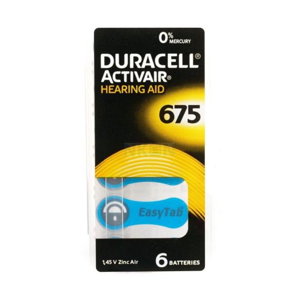 Duracell Activair A675 - PR44, 6x, Cink-Zračna baterija za slušne aparate