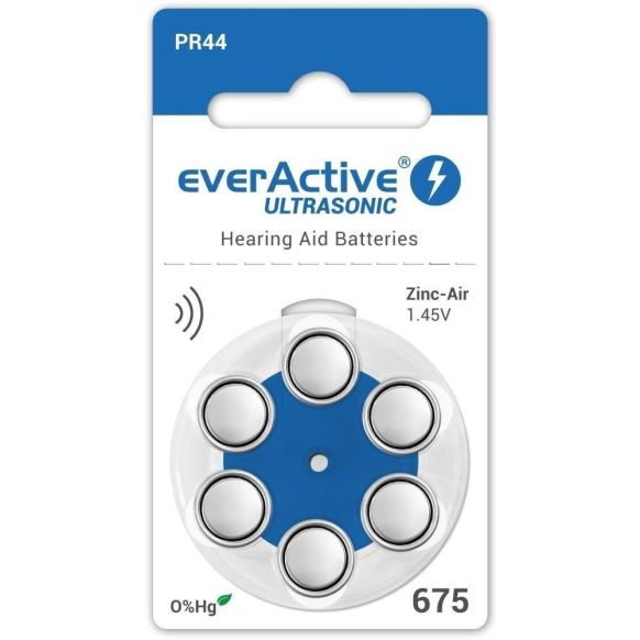 everActive Ultrasonic A675 - PR44, 6x, Cink-Zračna baterija za slušne aparate